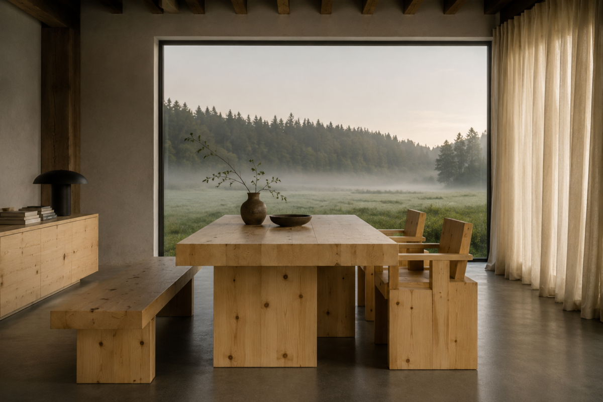 Vaarnii-inspired solid pine furniture in a contemporary Finnish interior